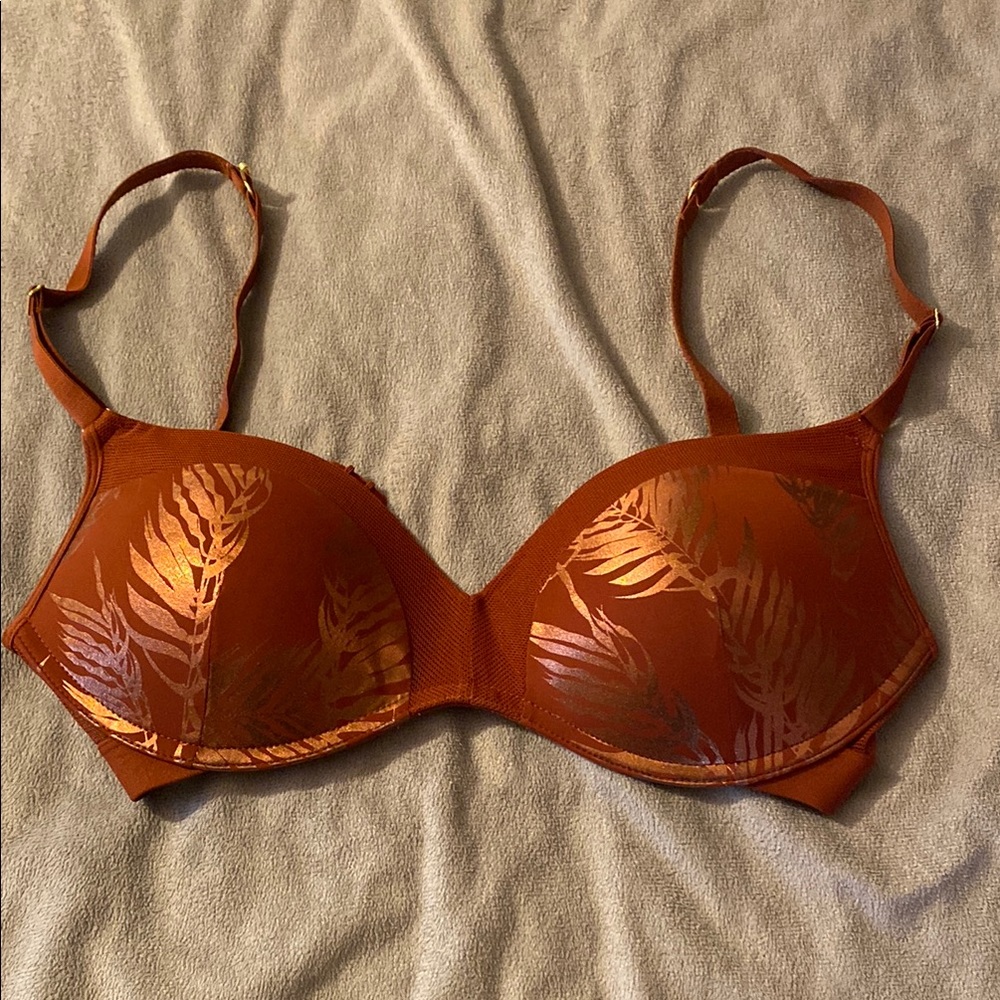 LIVELY Wireless Push Up Gold Leaf Print Bra
